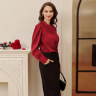 belle poque Womens Long Sleeve Satin Blouse Dressy Casual Business Tops Shirts for Office Work