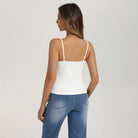 belle poque 2026 Summer Women's Tie Front Spaghetti Strap Top Sexy Cutout Crop Tank Top