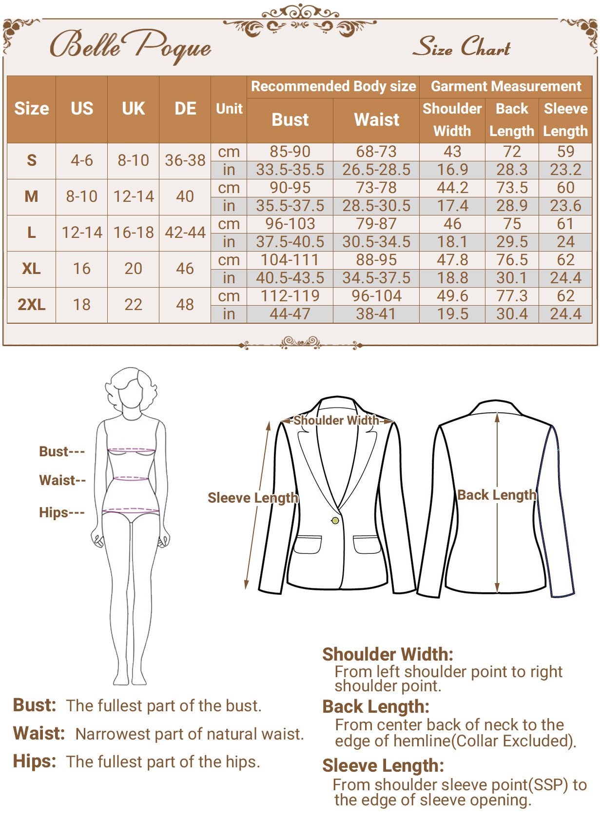 belle poque Women's Winter Corduroy Blazer Jackets Fall Work Office Jacket Coats