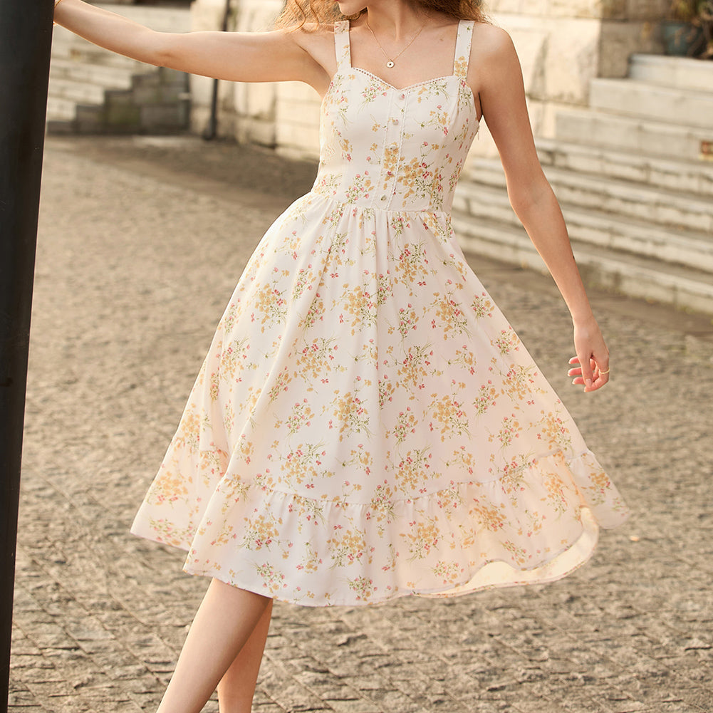 belle poque Wedding Guest Dress for Women 2026 Flowy Sundress with Pockets