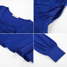 belle poque Women Vintage Ruched Tops Puffed Long Sleeve Peplum Hem Tops