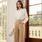 belle poque Women's Bow Tie Neck Blouse Button Down Shirt for Work Office Casual