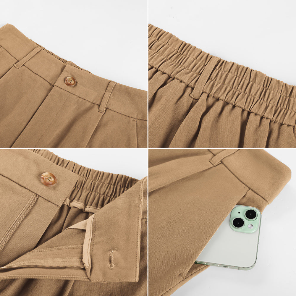 belle poque 2026 Women Vintage Cotton Shorts Wide Leg Shorts with Pockets