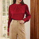 belle poque Womens Long Sleeve Satin Blouse Dressy Casual Business Tops Shirts for Office Work
