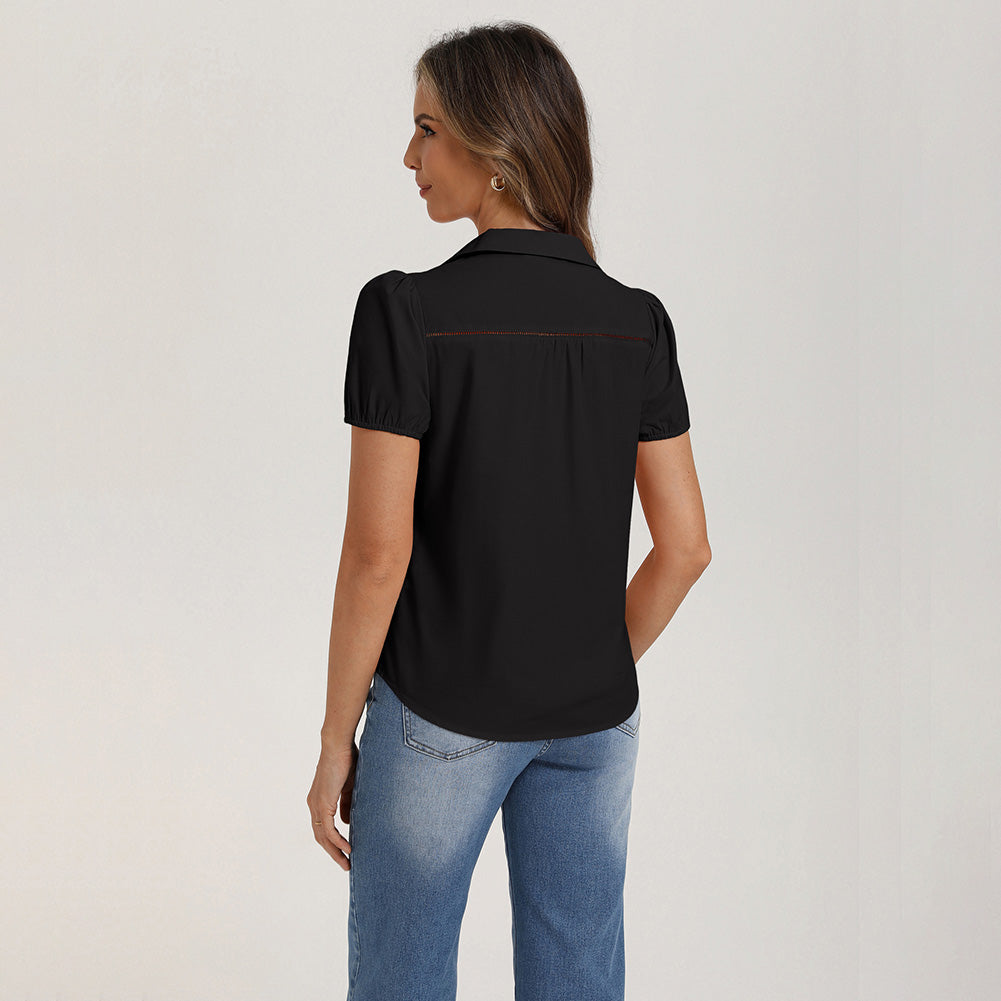 belle poque 2026 Puff Sleeve Cotton Blouses for Women Peter Pan Collar Dressy Work Shirts