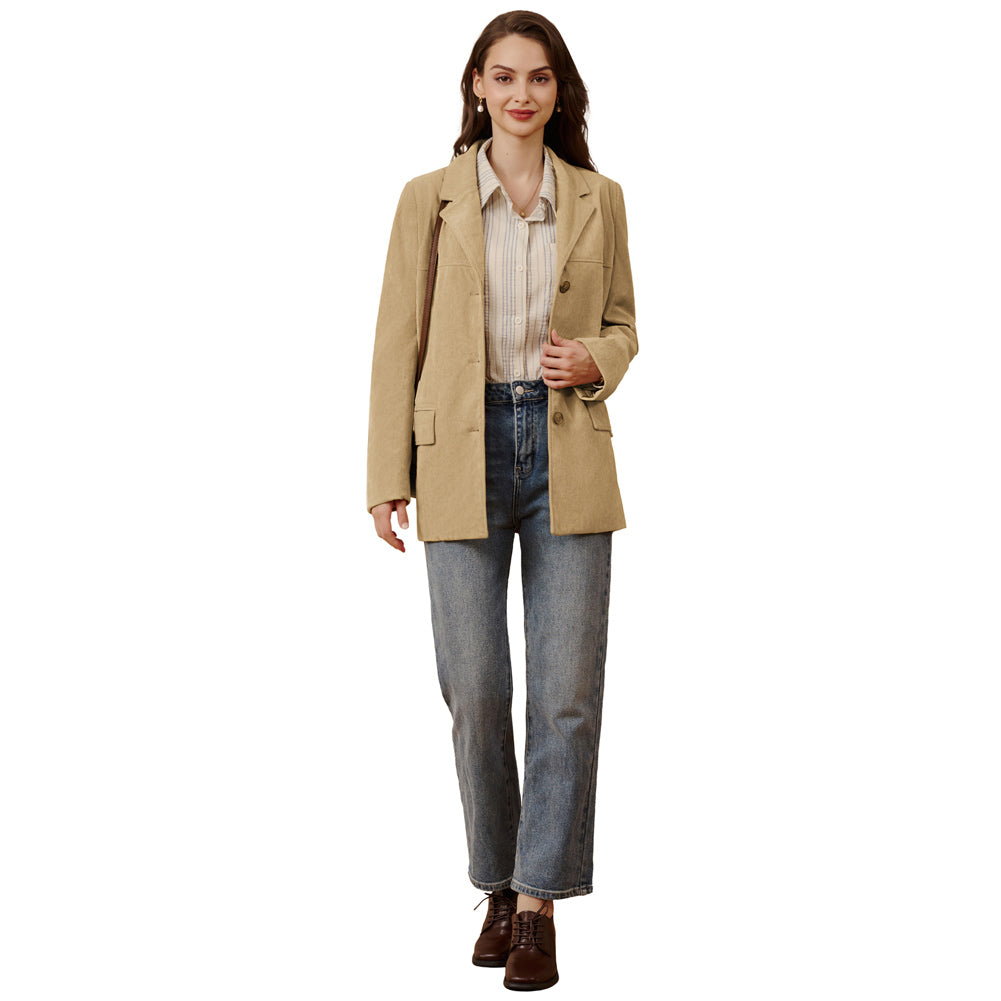 belle poque Women's Winter Corduroy Blazer Jackets Fall Work Office Jacket Coats