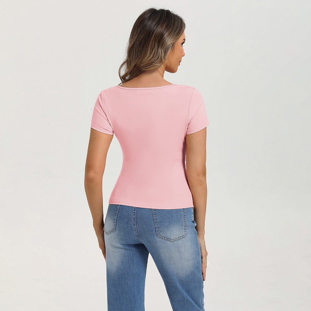 belle poque 2026 Women's Tops Pleated Bow Tie Front Shirts Spring Summer Casual Knit Top