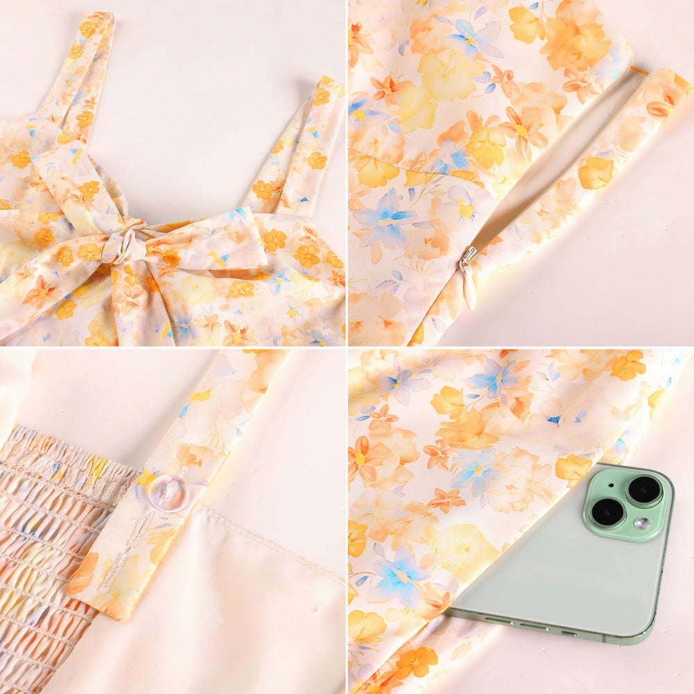 belle poque Womens Summer Dresses Floral Corset Dress Tie Front Cottagecore Dress