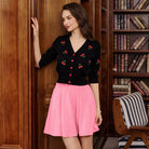 belle poque Women Vintage Swing Skirt Elastic Waist Mid-Thigh Length A-Line Skirt