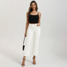 belle poque Women's Straight Leg Jeans Mid Rise Wide Leg Denim Pants with Pockets