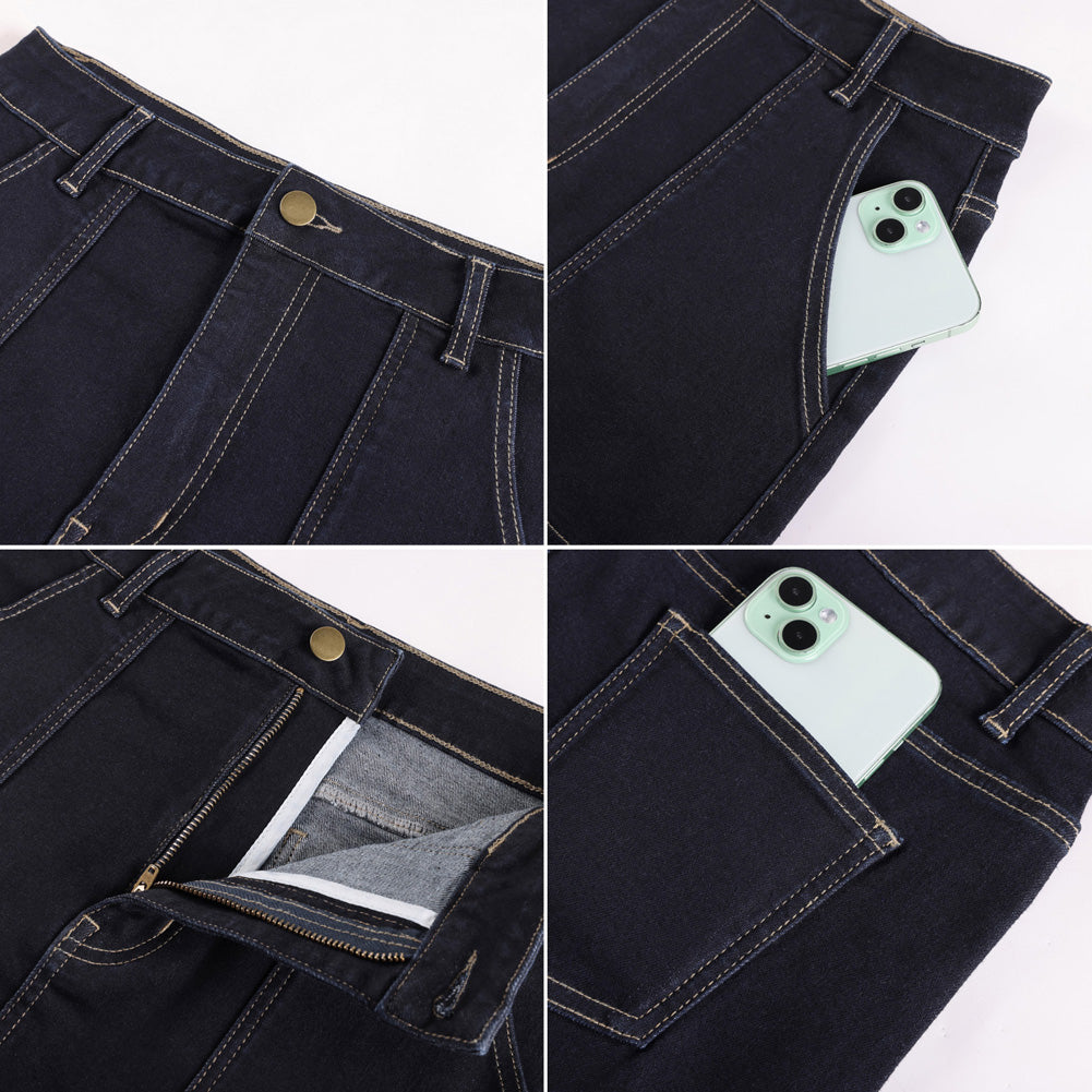 belle poque 2026 Women's Denim Skirt Knee Length Jean Skirt with Pockets