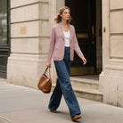 belle poque Vintage Cardigan Sweater Blazer V Neck Shawl Lapel Collar with Pockets