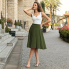 belle poque 2026 Women Spring Vintage Chiffon Skirt Below Knee Flared A-Line Skirt