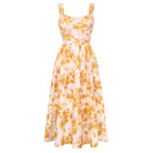 belle poque Women's Floral Midi Sundress with Pockets Spring Summer Dresses for Wedding Guest Yellow