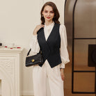 belle poque Women Handkerchief Hem Vest Coat Surplice V-Neck Slit Back Waistcoat