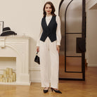 belle poque Women Handkerchief Hem Vest Coat Surplice V-Neck Slit Back Waistcoat