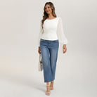 belle poque Women's Mesh Long Sleeve Tops Bow Tie Back Dressy Blouses