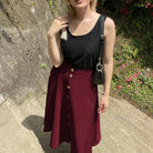 belle poque Belle Poque Women's Vintage A-Line Skirt with Slit Hem