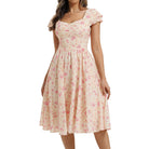 belle poque Women's Sweatheart Floral Dress 2026 Spring Ruched Midi Garden Party Dress Orange