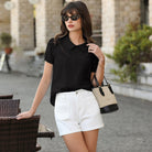 belle poque 2026 Puff Sleeve Cotton Blouses for Women Peter Pan Collar Dressy Work Shirts