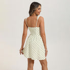 belle poque Women Vintage Polka-Dots Date Dress Square Neck Above Knee A-Line Dress