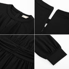 belle poque Women Retro Defined Waist Tops Long Lantern Sleeve Crew Neck Pullover Tops