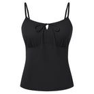 belle poque 2026 Summer Women's Tie Front Spaghetti Strap Top Sexy Cutout Crop Tank Top Black