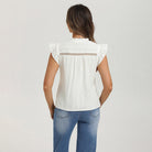 belle poque Women's Ruffle Sleeve Cotton Shirts Button Down Blouses Dressy Casual Tops