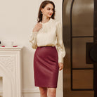 belle poque Midi Leather Skirt for Women High Waist Bodycon Pencil Skirts Work Outfits