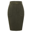 belle poque 2026 Women's Denim Skirt Knee Length Jean Skirt with Pockets Green