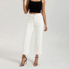 belle poque Women's Straight Leg Jeans Mid Rise Wide Leg Denim Pants with Pockets