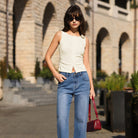 belle poque Button Down Tank Tops Ribbed Summer Vest for Work Going Out