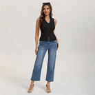 belle poque Women's Button Down Tank Tops Collared Slim Fit Office Tops