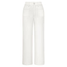 belle poque Women's Straight Leg Jeans Mid Rise Wide Leg Denim Pants with Pockets White
