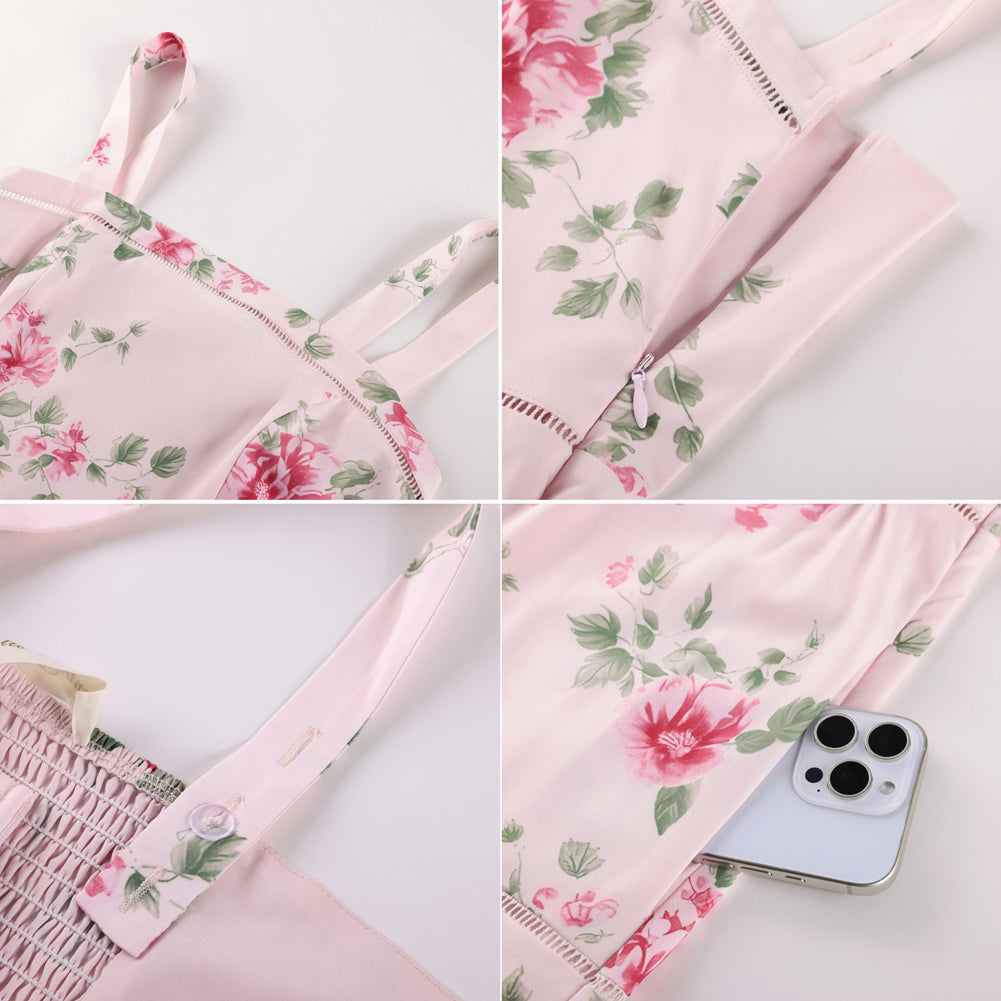 belle poque 2026 Milkmaid Dress Women Vintage Midi Tea Garden Party Sundresses with Pockets