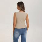 belle poque Button Down Tank Tops Ribbed Summer Vest for Work Going Out