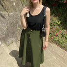 belle poque Belle Poque Women's Vintage A-Line Skirt with Slit Hem