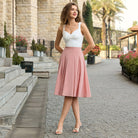 belle poque 2026 Women Spring Vintage Chiffon Skirt Below Knee Flared A-Line Skirt