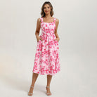 belle poque Women's Floral Midi Sundress with Pockets Spring Summer Dresses for Wedding Guest