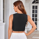 belle poque Women Vintage Handkerchief Hem Vest Square Neck Cropped Length Vest Coat