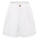 belle poque 2026 Women Vintage Cotton Shorts Wide Leg Shorts with Pockets White