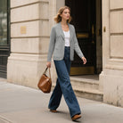 belle poque Vintage Cardigan Sweater Blazer V Neck Shawl Lapel Collar with Pockets