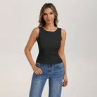 belle poque Button Down Tank Tops Ribbed Summer Vest for Work Going Out