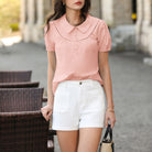 belle poque 2026 Puff Sleeve Cotton Blouses for Women Peter Pan Collar Dressy Work Shirts