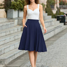 belle poque 2026 Women Spring Vintage Chiffon Skirt Below Knee Flared A-Line Skirt