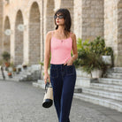 belle poque 2026 Summer Women's Tie Front Spaghetti Strap Top Sexy Cutout Crop Tank Top