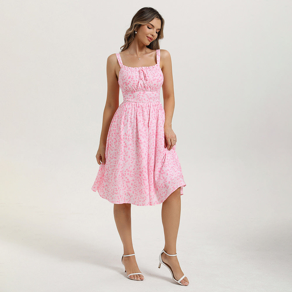 belle poque 2026 Summer Floral Dress Cute Milkmaid Dress with Pockets