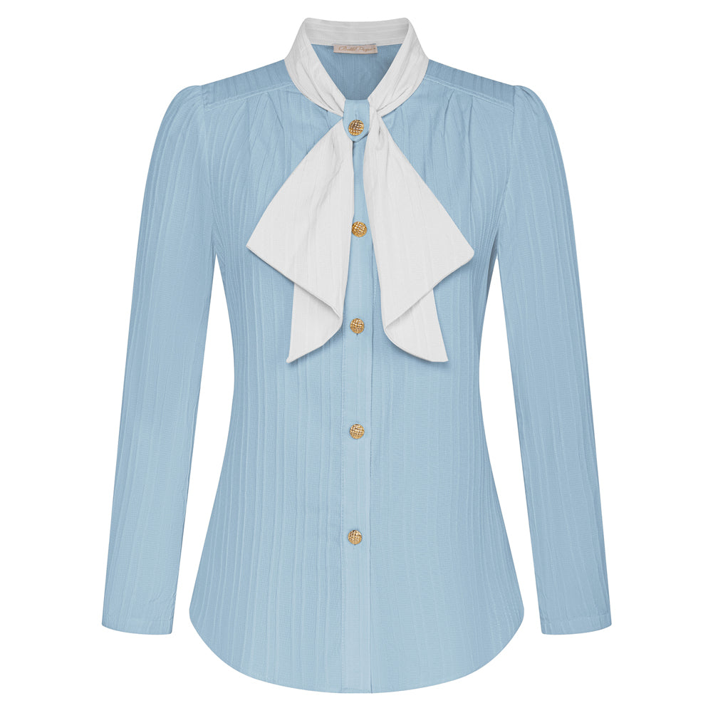 Vintage Textured Shirt Solid Color Puffed Long Sleeve Button-up Tops –  Belle Poque Offcial