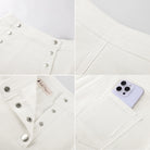 belle poque 2026 Denim Mini Skirt Button-Front Sailor Jean Skirts for Women with Pockets