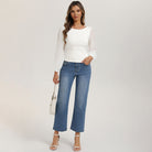 belle poque Women's Mesh Long Sleeve Tops Bow Tie Back Dressy Blouses